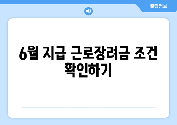 6월 지급 근로장려금 조건 확인하기