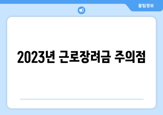 2023년 근로장려금 주의점