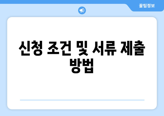 신청 조건 및 서류 제출 방법