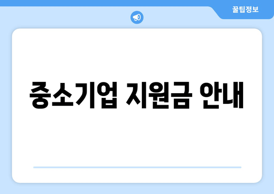 중소기업 지원금 안내