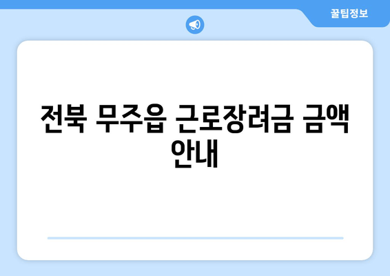 전북 무주읍 근로장려금 금액 안내