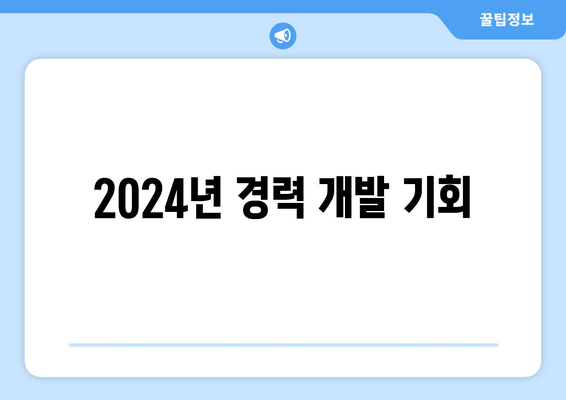 2024년 경력 개발 기회