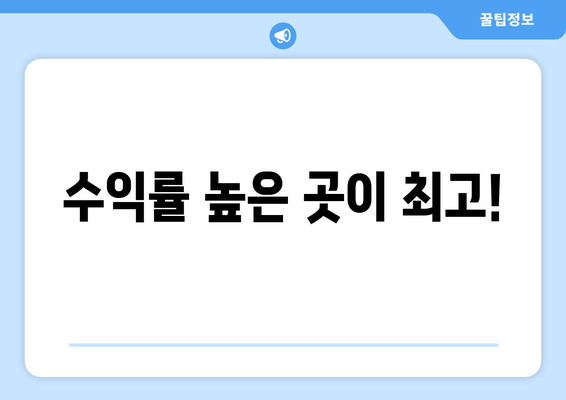 수익률 높은 곳이 최고!