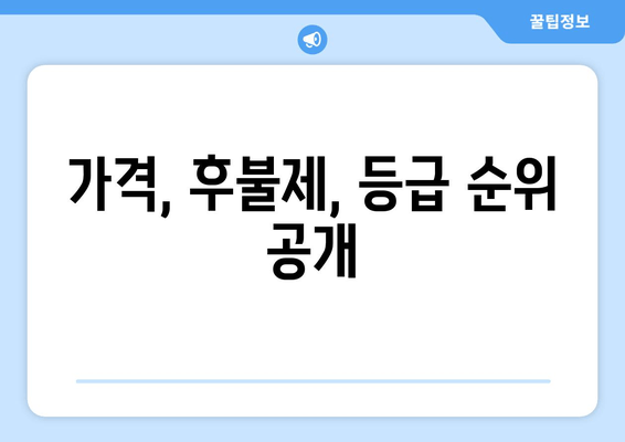 가격, 후불제, 등급 순위 공개