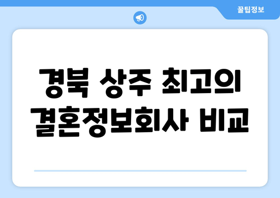 경북 상주 최고의 결혼정보회사 비교