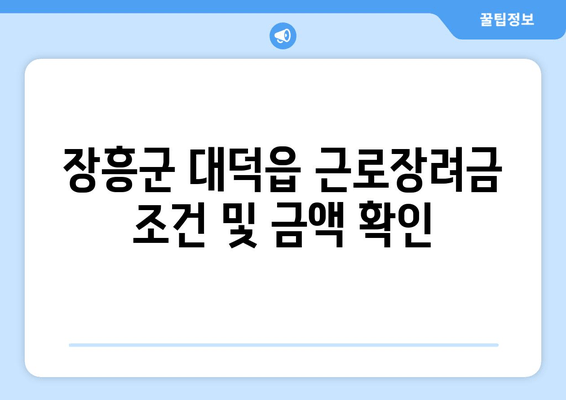 장흥군 대덕읍 근로장려금 조건 및 금액 확인