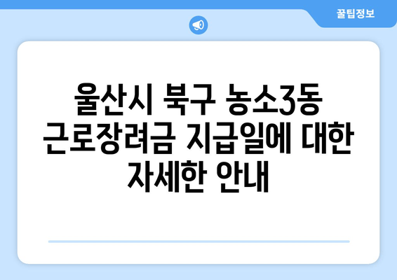 울산시 북구 농소3동 근로장려금 지급일에 대한 자세한 안내