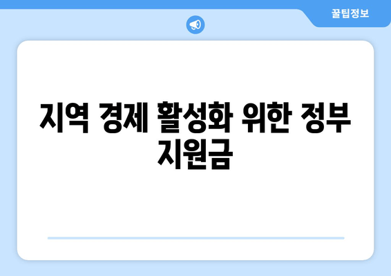 지역 경제 활성화 위한 정부 지원금