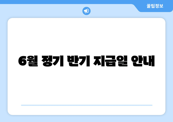 6월 정기 반기 지급일 안내