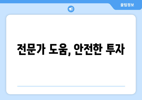 전문가 도움, 안전한 투자