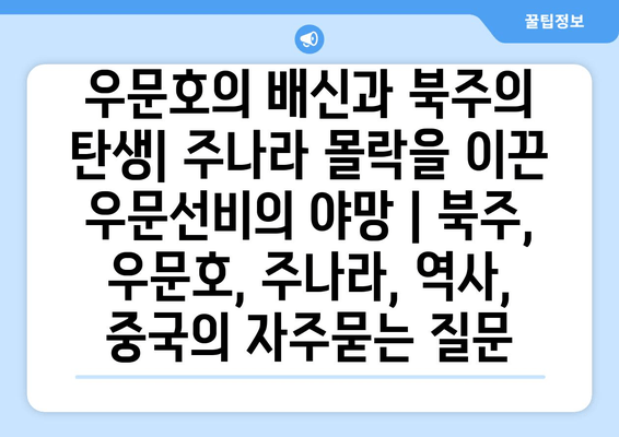 우문호의 배신과 북주의 탄생| 주나라 몰락을 이끈 우문선비의 야망 | 북주, 우문호, 주나라, 역사, 중국