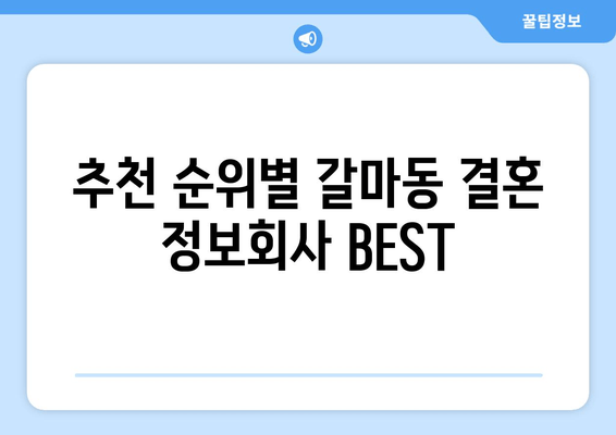 추천 순위별 갈마동 결혼 정보회사 BEST