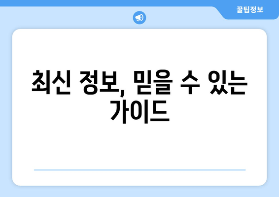 최신 정보, 믿을 수 있는 가이드