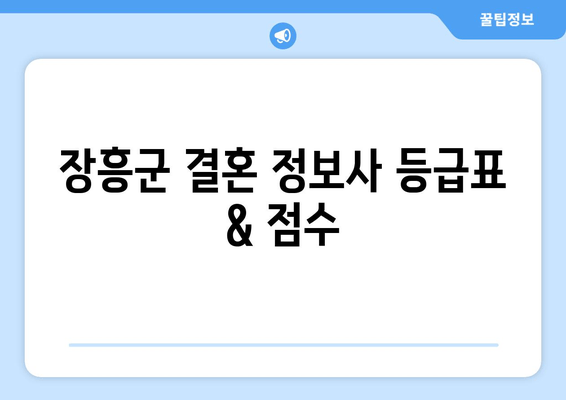 장흥군 결혼 정보사 등급표 & 점수