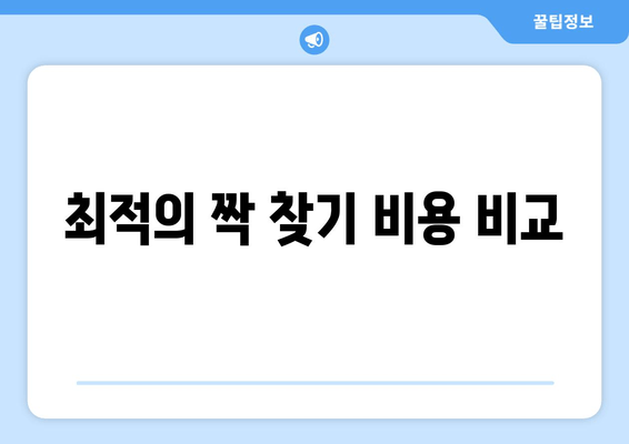 최적의 짝 찾기 비용 비교