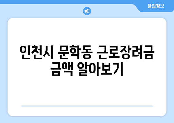 인천시 문학동 근로장려금 금액 알아보기