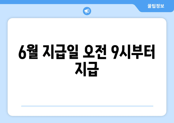 6월 지급일 오전 9시부터 지급