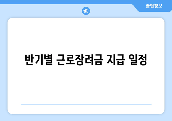 반기별 근로장려금 지급 일정