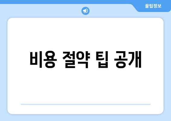 비용 절약 팁 공개