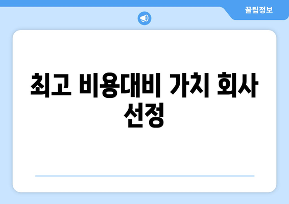 최고 비용대비 가치 회사 선정