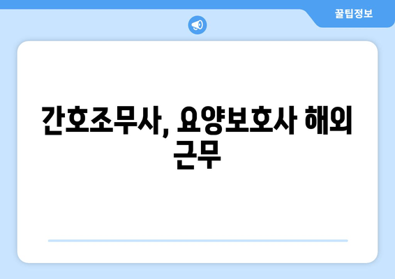 간호조무사, 요양보호사 해외 근무