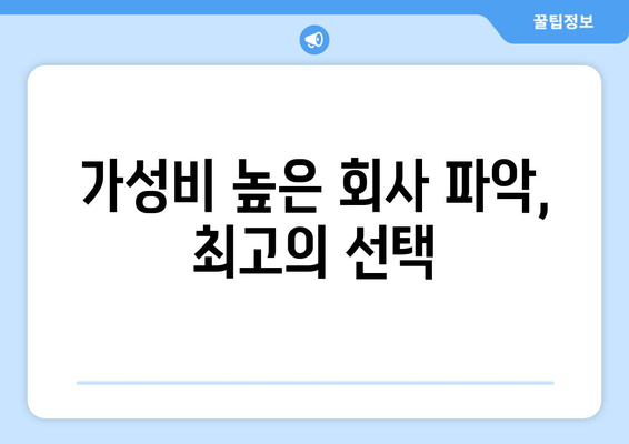 가성비 높은 회사 파악, 최고의 선택