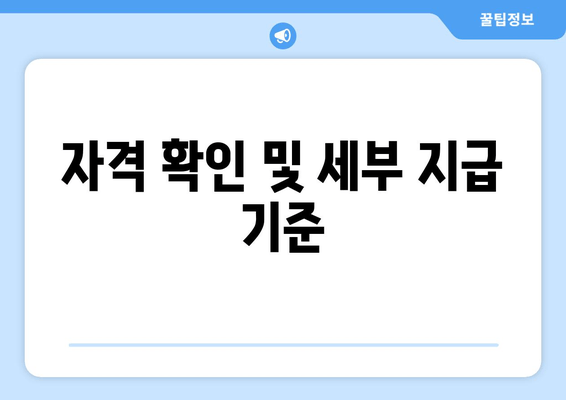 자격 확인 및 세부 지급 기준