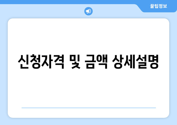 신청자격 및 금액 상세설명