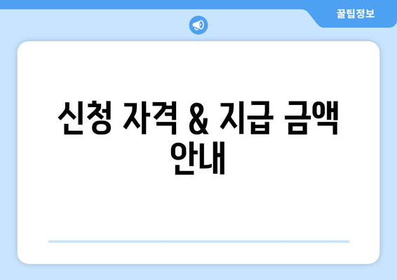 신청 자격 & 지급 금액 안내