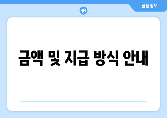 금액 및 지급 방식 안내