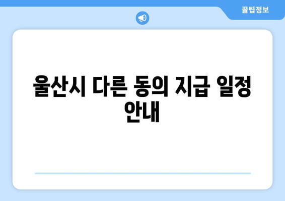 울산시 다른 동의 지급 일정 안내