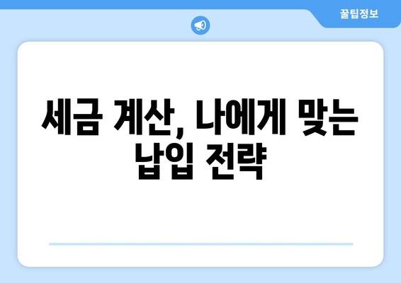 세금 계산, 나에게 맞는 납입 전략