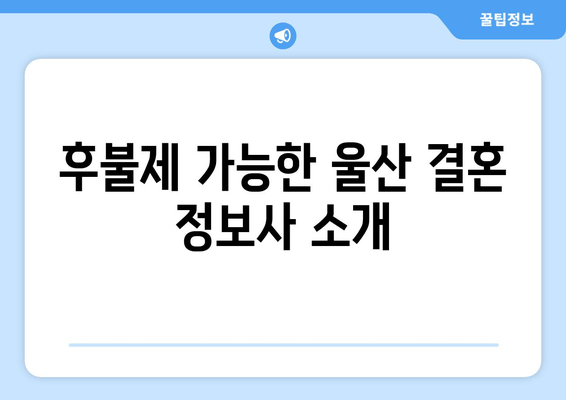 후불제 가능한 울산 결혼 정보사 소개