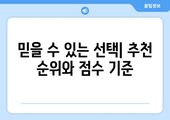 믿을 수 있는 선택| 추천 순위와 점수 기준