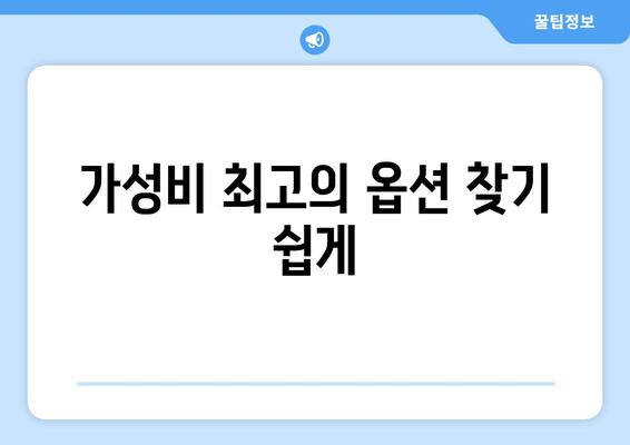 가성비 최고의 옵션 찾기 쉽게