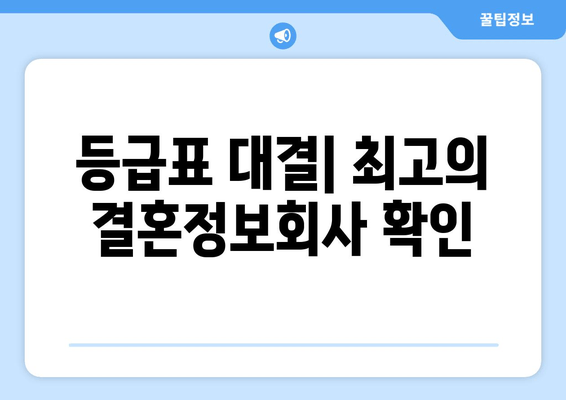 등급표 대결| 최고의 결혼정보회사 확인