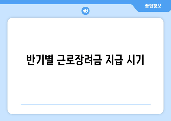 반기별 근로장려금 지급 시기