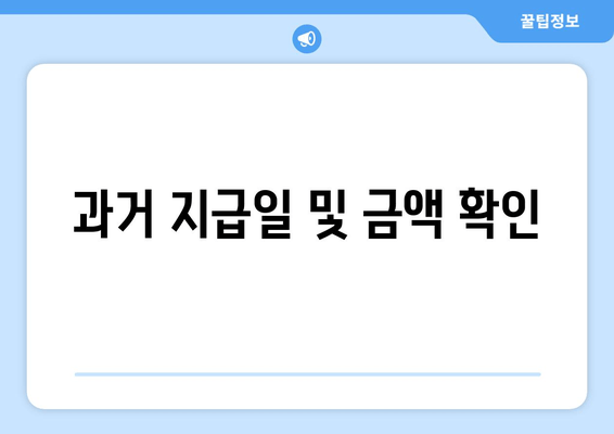 과거 지급일 및 금액 확인