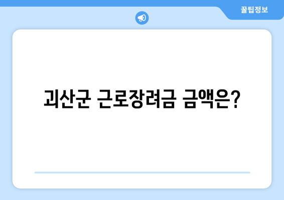 괴산군 근로장려금 금액은?