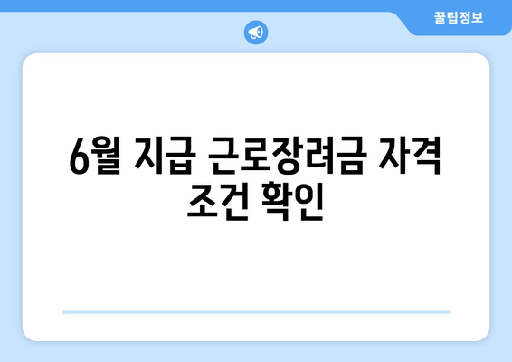 6월 지급 근로장려금 자격 조건 확인