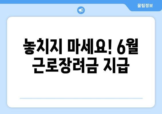 놓치지 마세요! 6월 근로장려금 지급