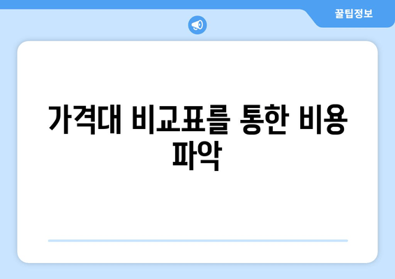 가격대 비교표를 통한 비용 파악