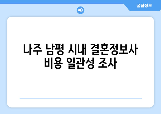 나주 남평 시내 결혼정보사 비용 일관성 조사