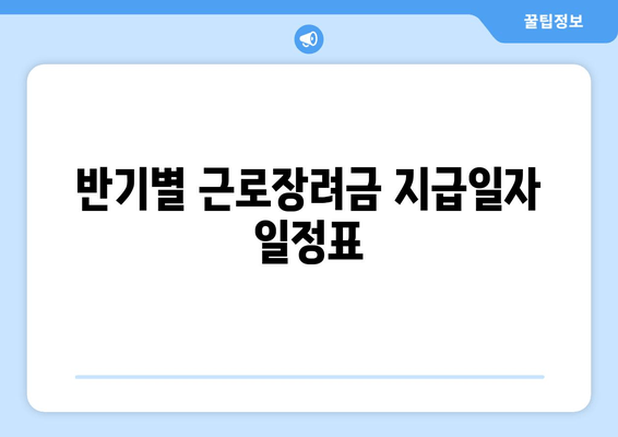 반기별 근로장려금 지급일자 일정표