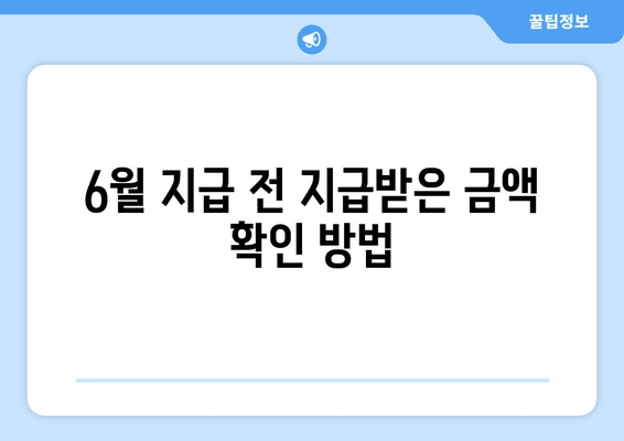 6월 지급 전 지급받은 금액 확인 방법