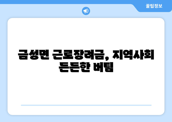 금성면 근로장려금, 지역사회 든든한 버팀