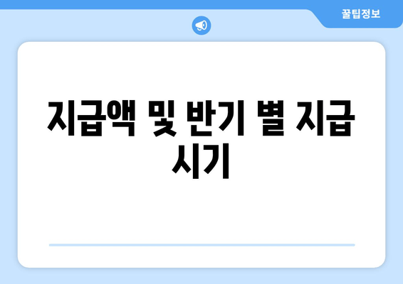 지급액 및 반기 별 지급 시기