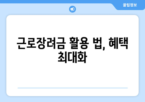 근로장려금 활용 법, 혜택 최대화