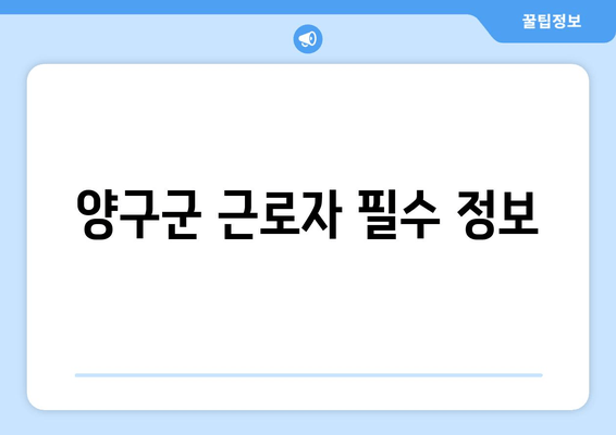양구군 근로자 필수 정보