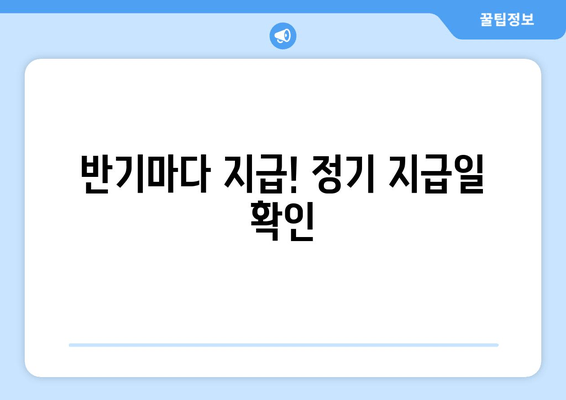 반기마다 지급! 정기 지급일 확인